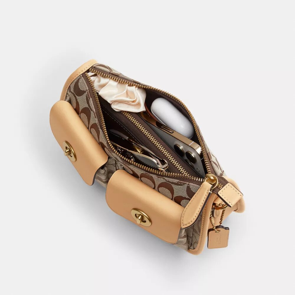Geantă Waverly Turnlock cu două încuietori, din țesătură jacquard semnată