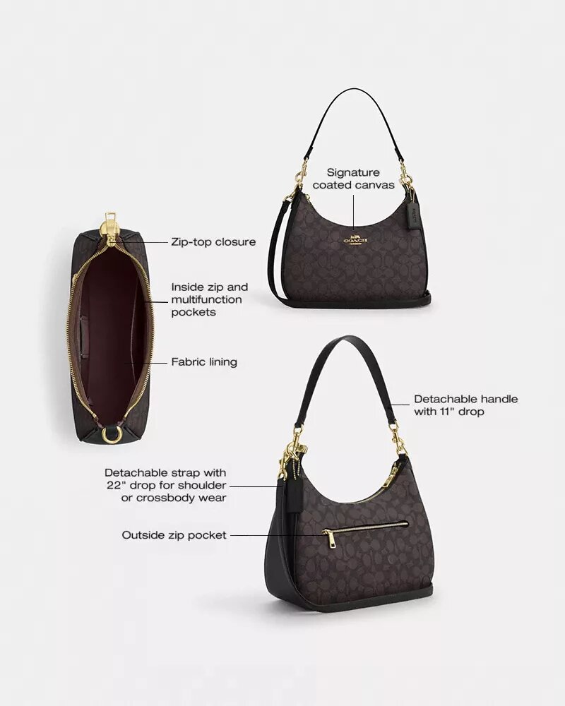 Geanta Hobo Teri din Signature Canvas
