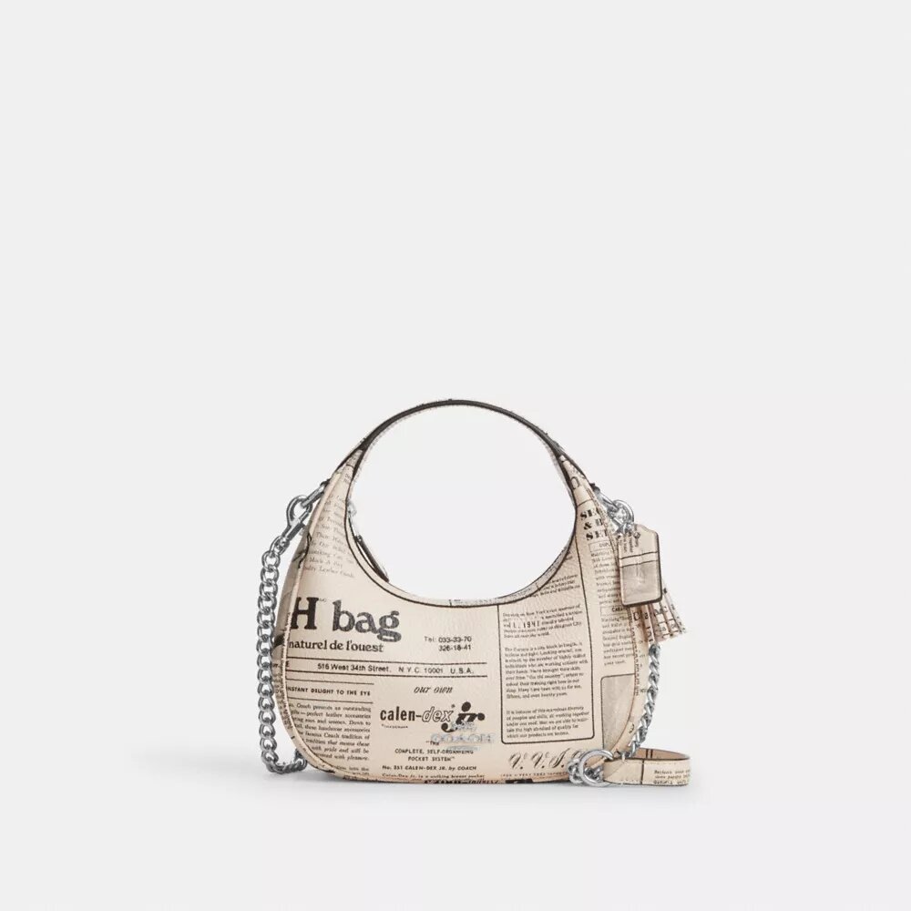 Gență crossbody Carmen mini cu imprimeu de ziar