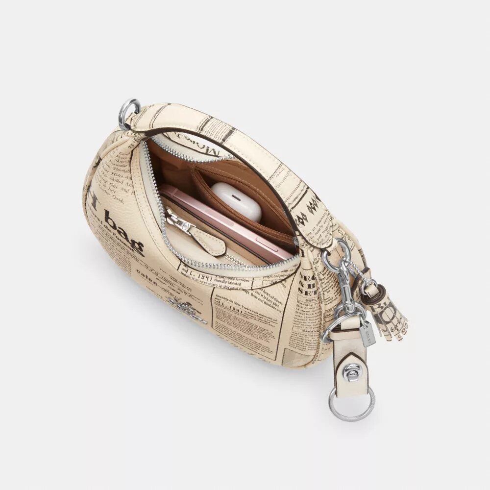 Gență crossbody Carmen mini cu imprimeu de ziar