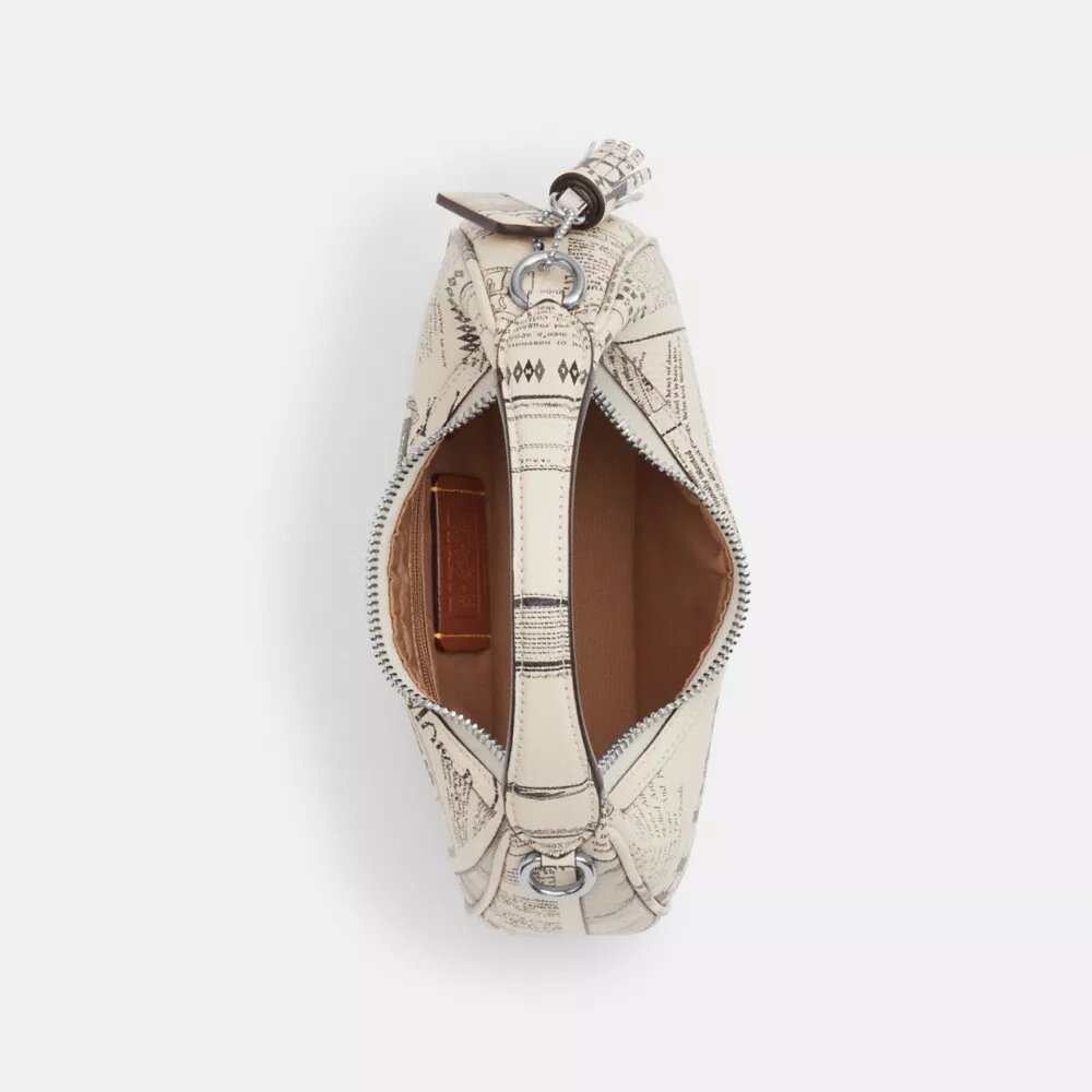 Gență crossbody Carmen mini cu imprimeu de ziar
