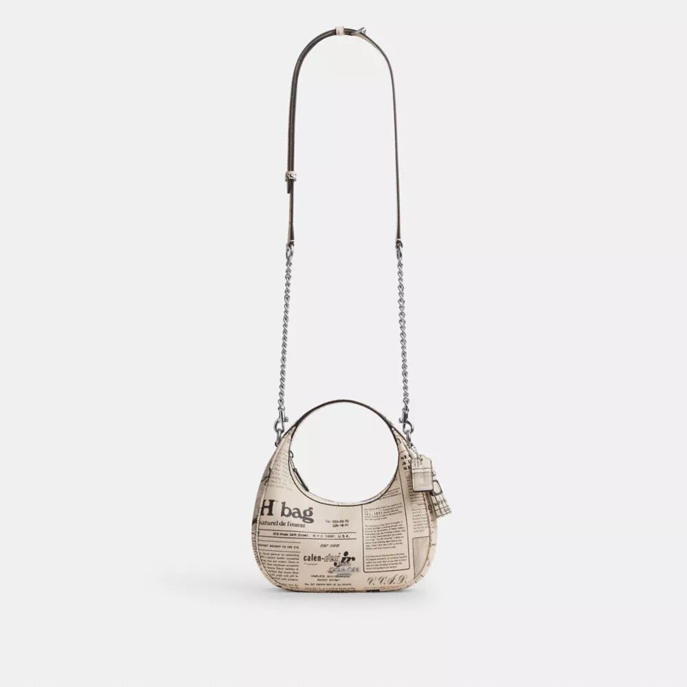Gență crossbody Carmen mini cu imprimeu de ziar