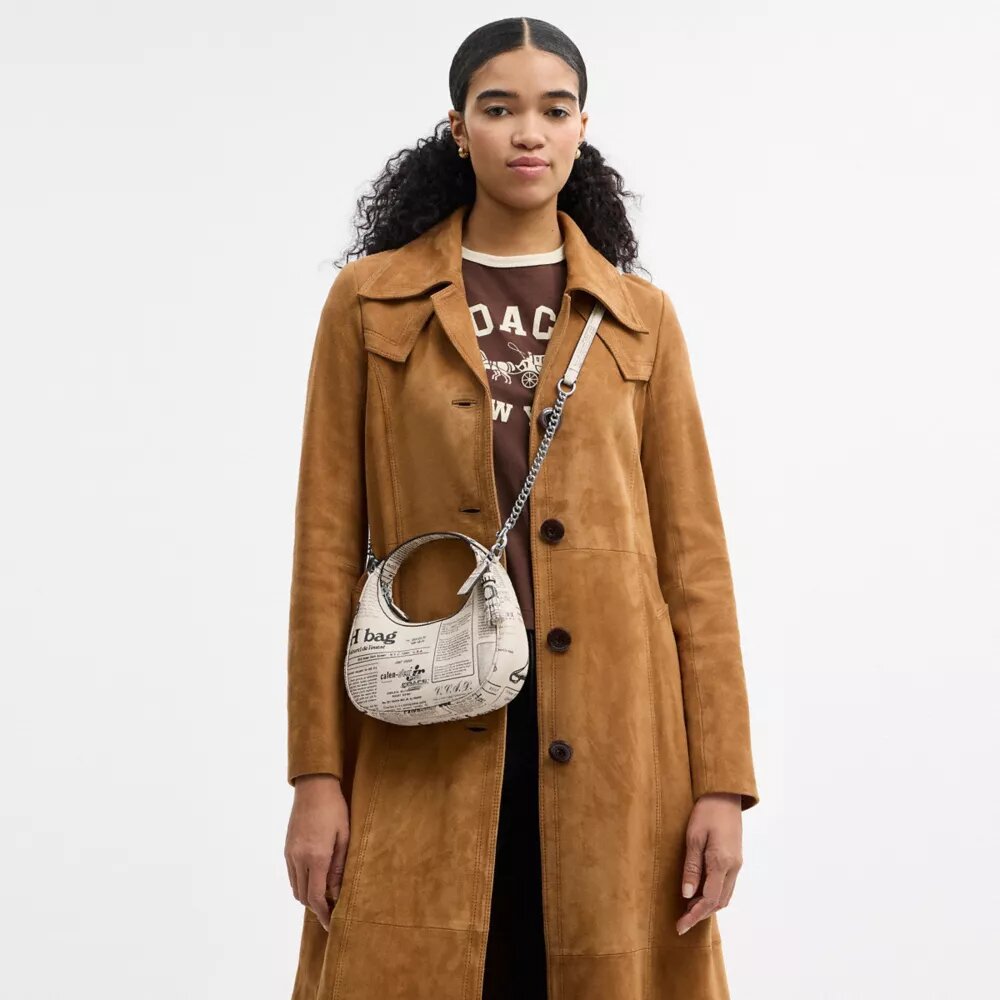 Gență crossbody Carmen mini cu imprimeu de ziar