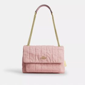 Gență crossbody Elodie din denim „Loved” cu matlasare