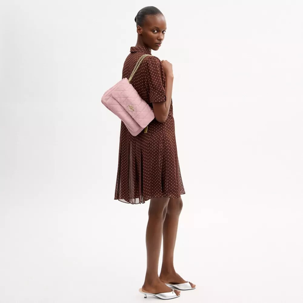 Gență crossbody Elodie din denim „Loved” cu matlasare