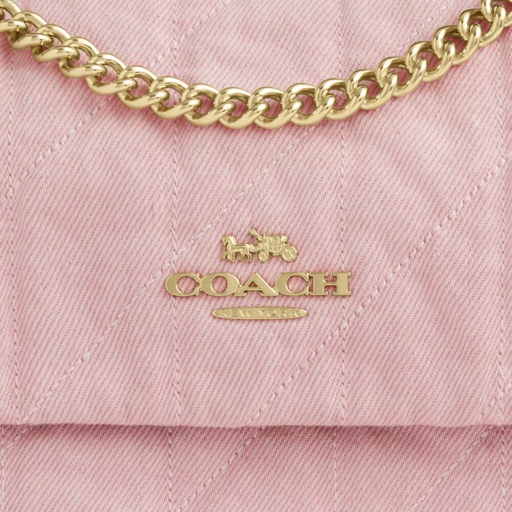 Gență crossbody Elodie din denim „Loved” cu matlasare