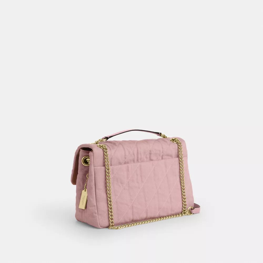 Gență crossbody Elodie din denim „Loved” cu matlasare
