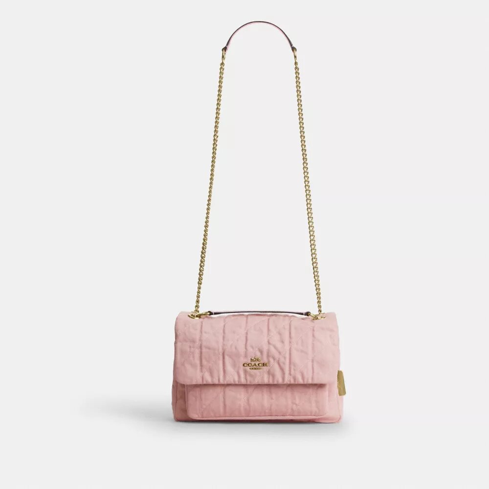 Gență crossbody Elodie din denim „Loved” cu matlasare