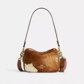 Gență crossbody mini Carey din piele de vițel cu imprimeu de vacă