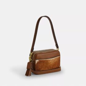 Gență crossbody mini Carey din piele de vițel cu imprimeu de vacă