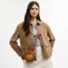 Gență crossbody mini Carey din piele de vițel cu imprimeu de vacă