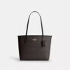 Gență de mână medie de tip „City Tote” din Signature Canvas