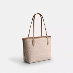 Gență de mână medie de tip „City Tote” din Signature Canvas