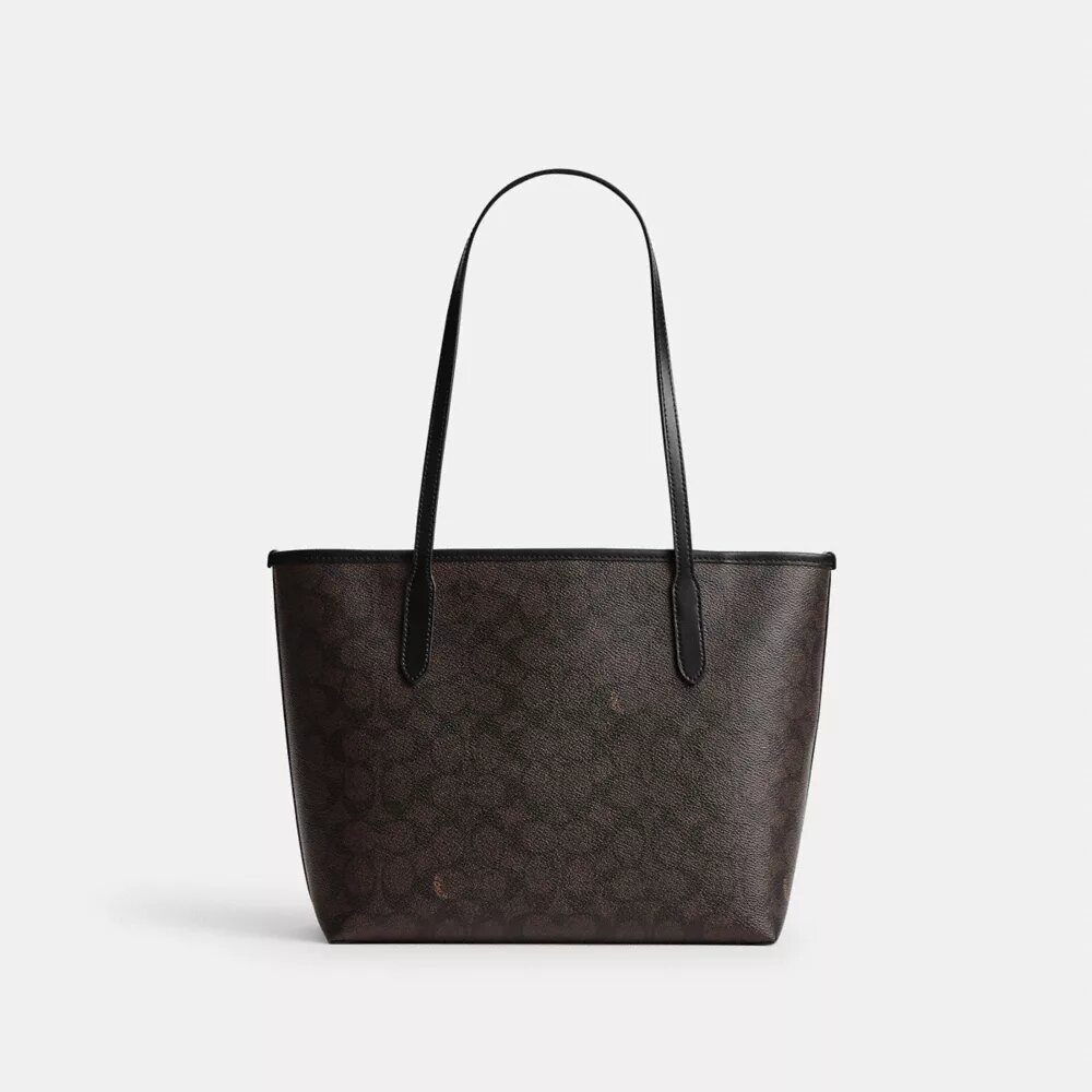 Gență de mână medie de tip „City Tote” din Signature Canvas