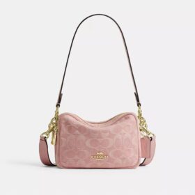 Gența crossbody mini Carey cu curea transversală din denim semnătura
