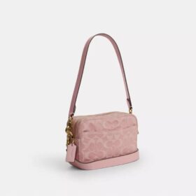 Gența crossbody mini Carey cu curea transversală din denim semnătura