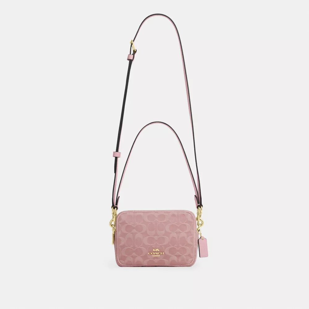 Gența crossbody mini Carey cu curea transversală din denim semnătura