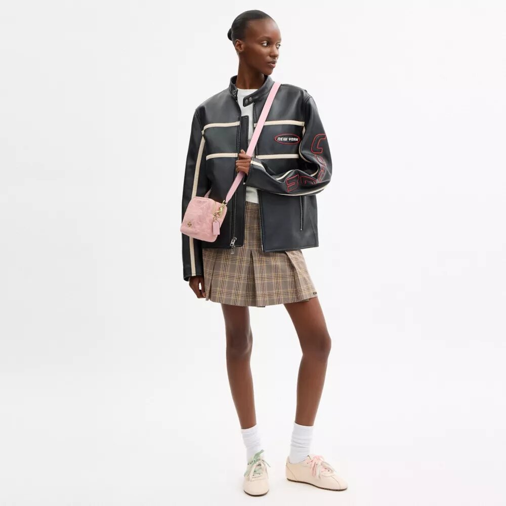 Gența crossbody mini Carey cu curea transversală din denim semnătura