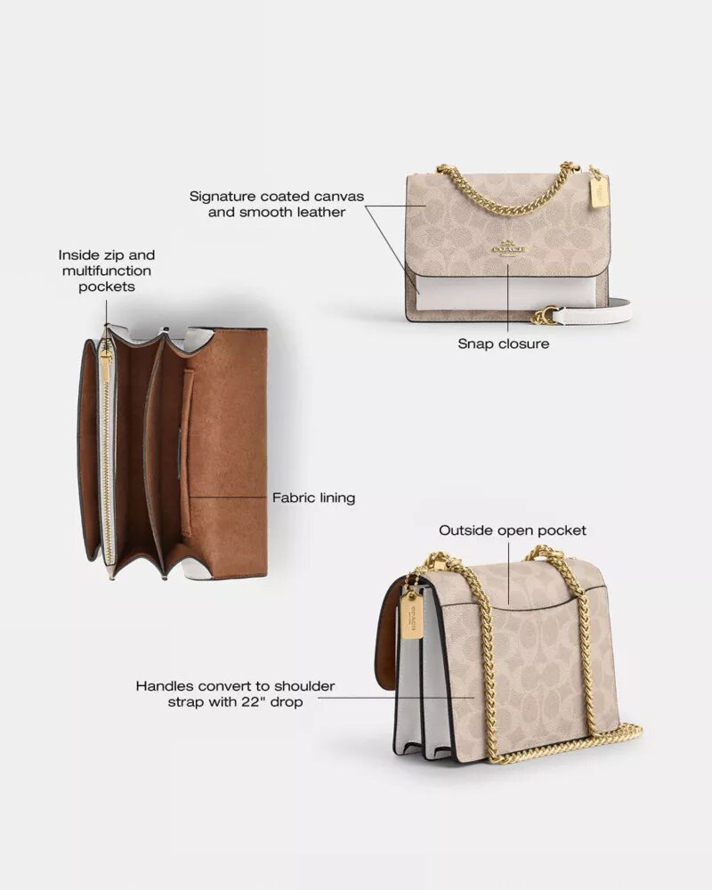Genți crossbody mini Klare cu curea transversală din Signature Canvas