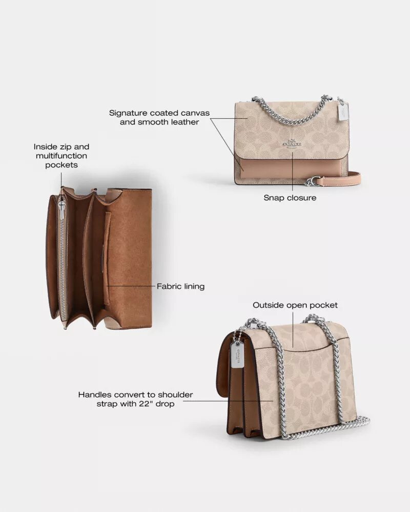 Genți crossbody mini Klare cu curea transversală din Signature Canvas