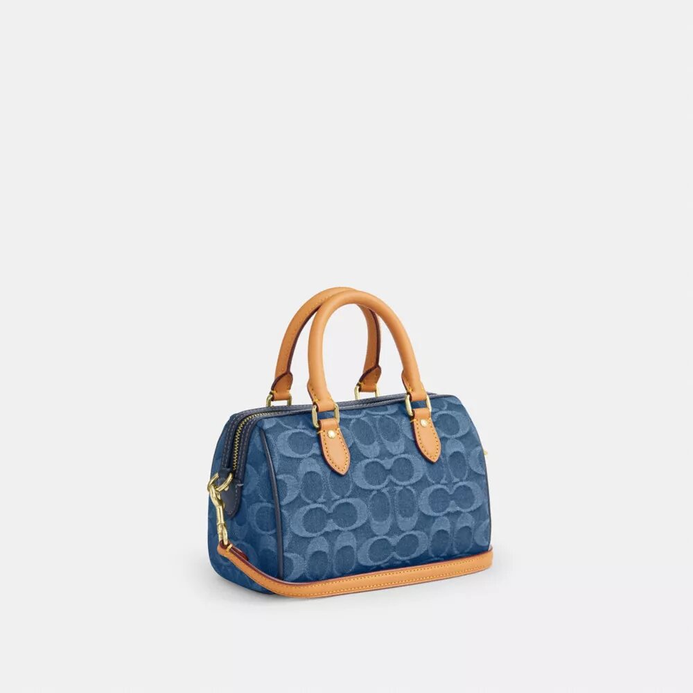 Genți crossbody mini Rowan cu curea transversală, din denim caracteristic