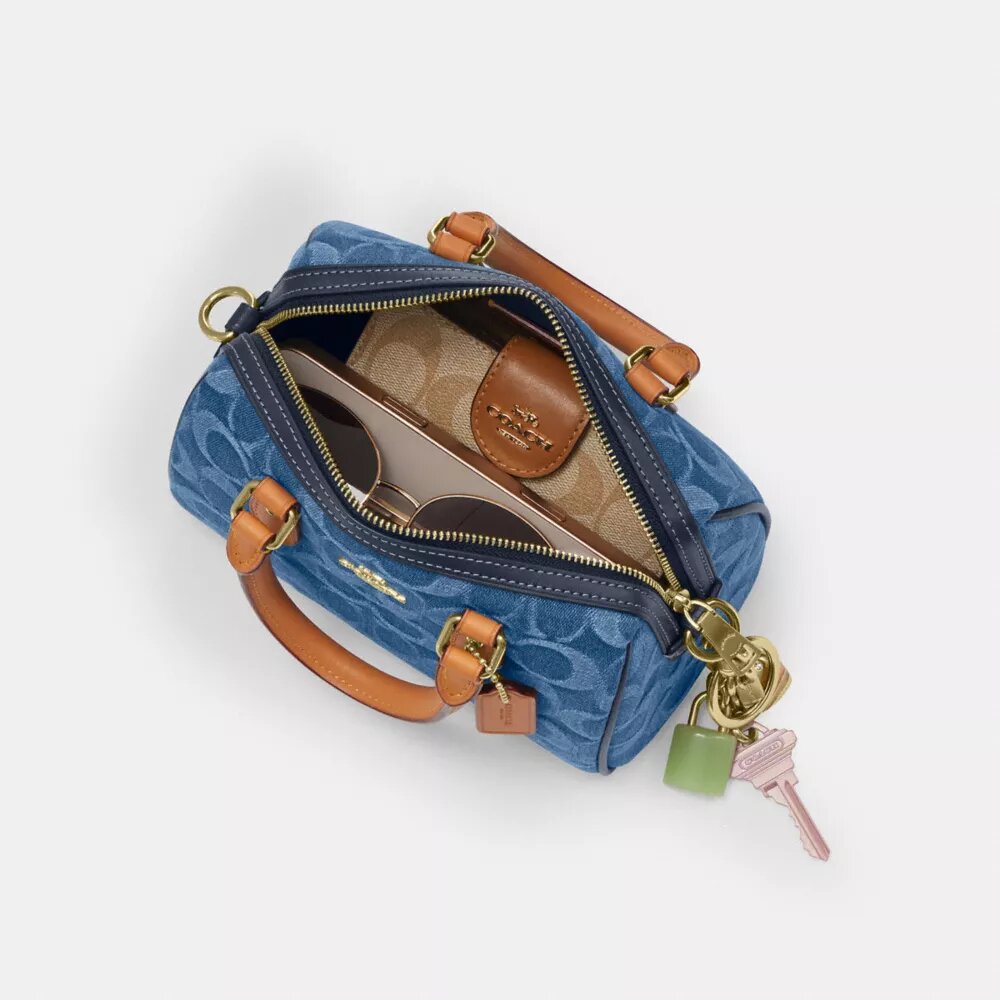 Genți crossbody mini Rowan cu curea transversală, din denim caracteristic