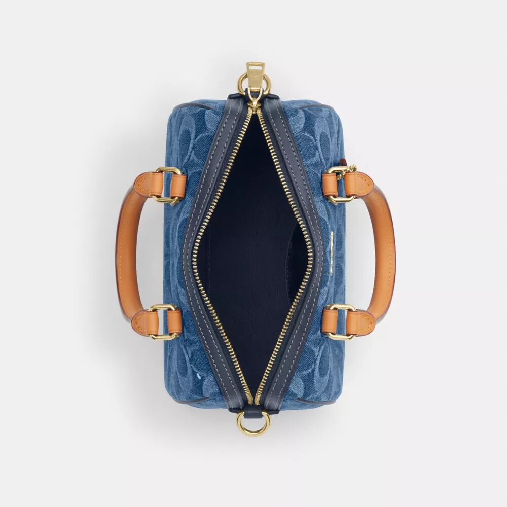 Genți crossbody mini Rowan cu curea transversală, din denim caracteristic