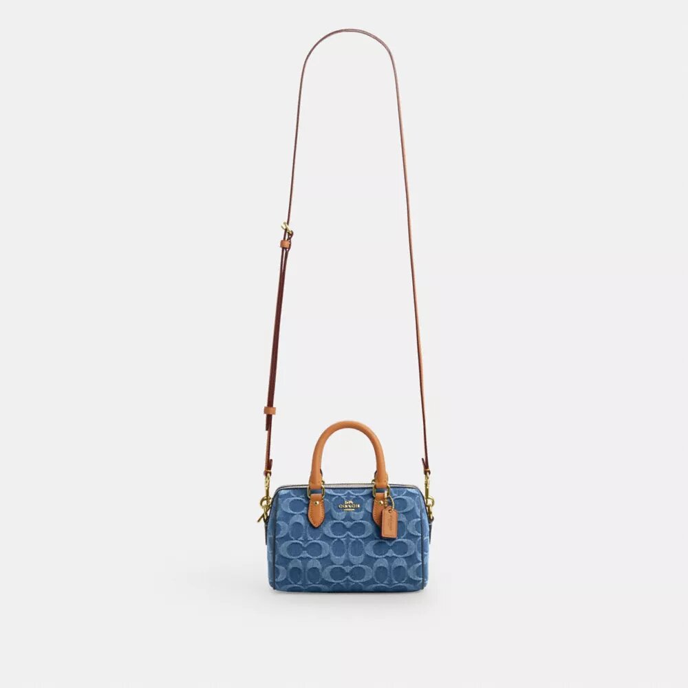 Genți crossbody mini Rowan cu curea transversală, din denim caracteristic