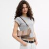 Genți de umăr Caitlin cu patchwork în dungi