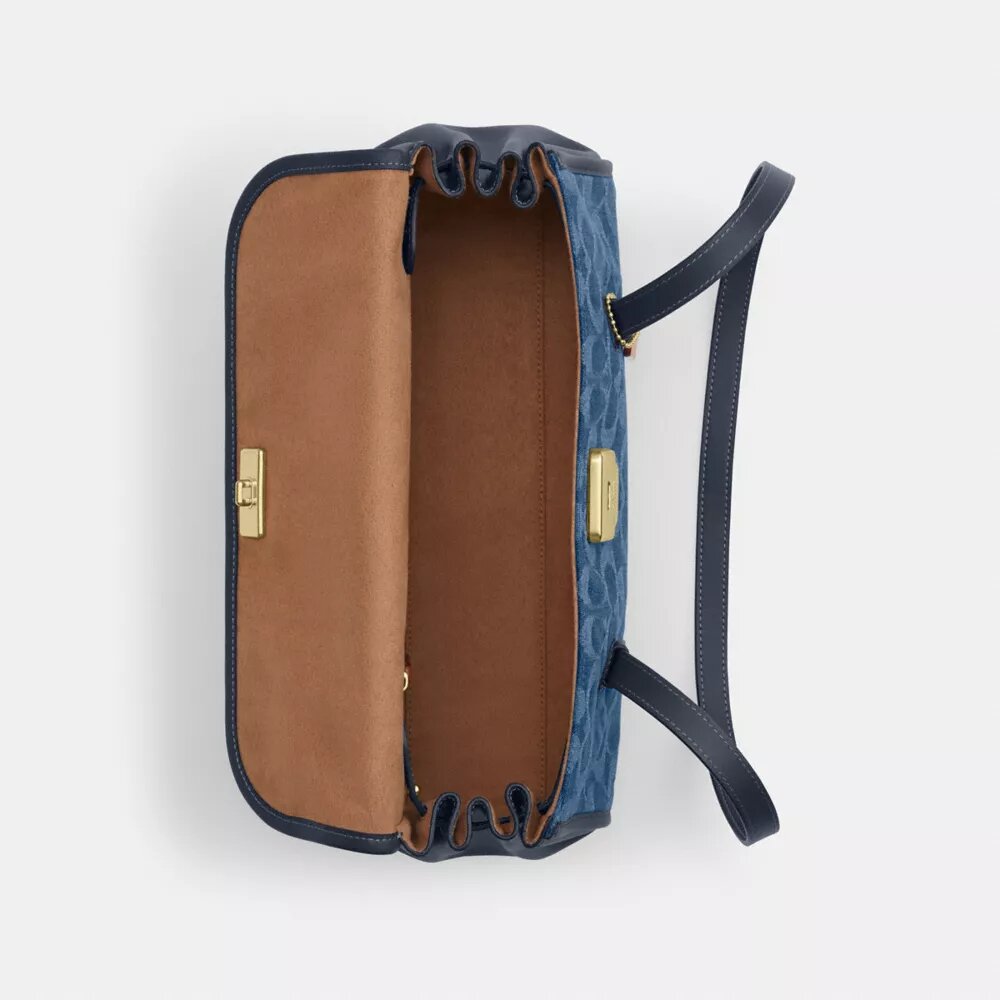 Genți de umăr cu clapă Bridget din denim caracteristic