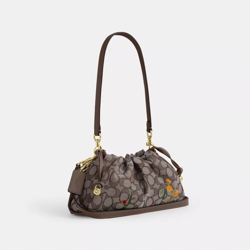 Genți de umăr Faye din jacquard semnătură cu broderie florală
