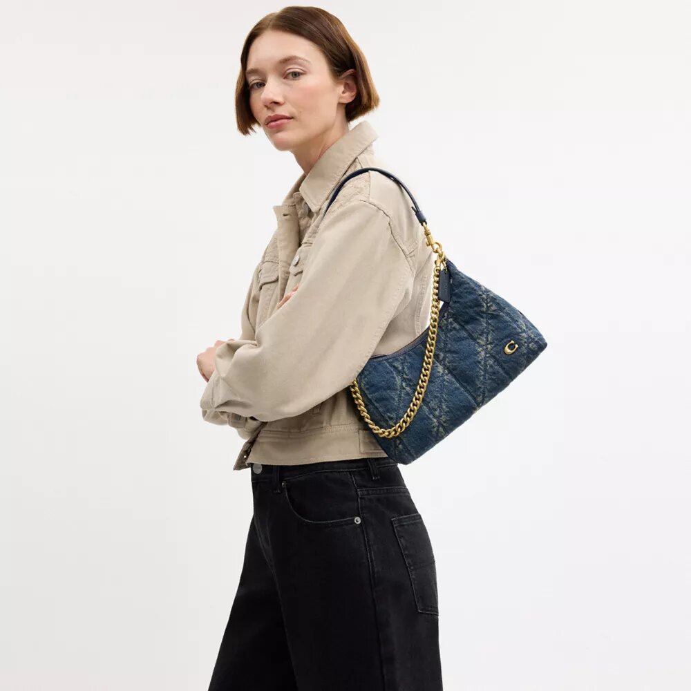 Genți de umăr Juliet 25 din denim de bumbac regenerabil cu matlasare