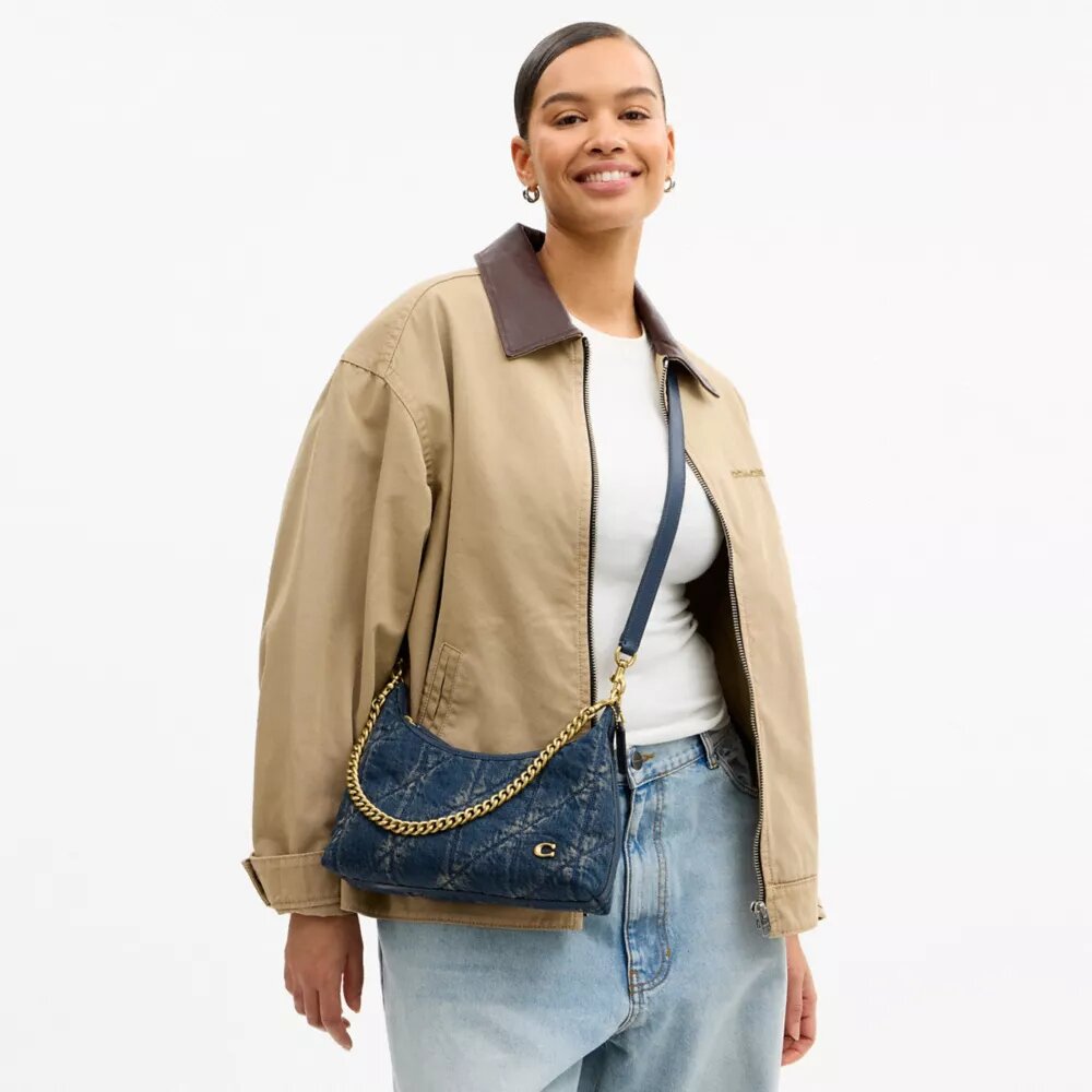 Genți de umăr Juliet 25 din denim de bumbac regenerabil cu matlasare