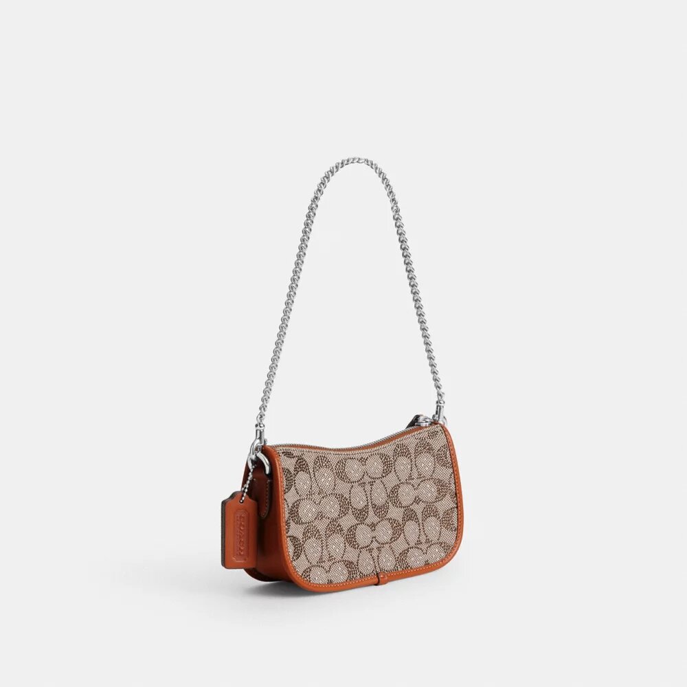 Genți Swinger 20 cu lanț din jacquard cu model Crystal Signature