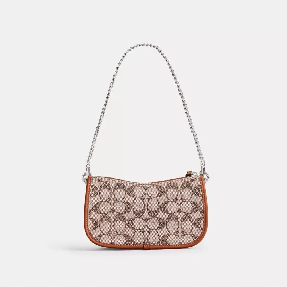 Genți Swinger 20 cu lanț din jacquard cu model Crystal Signature