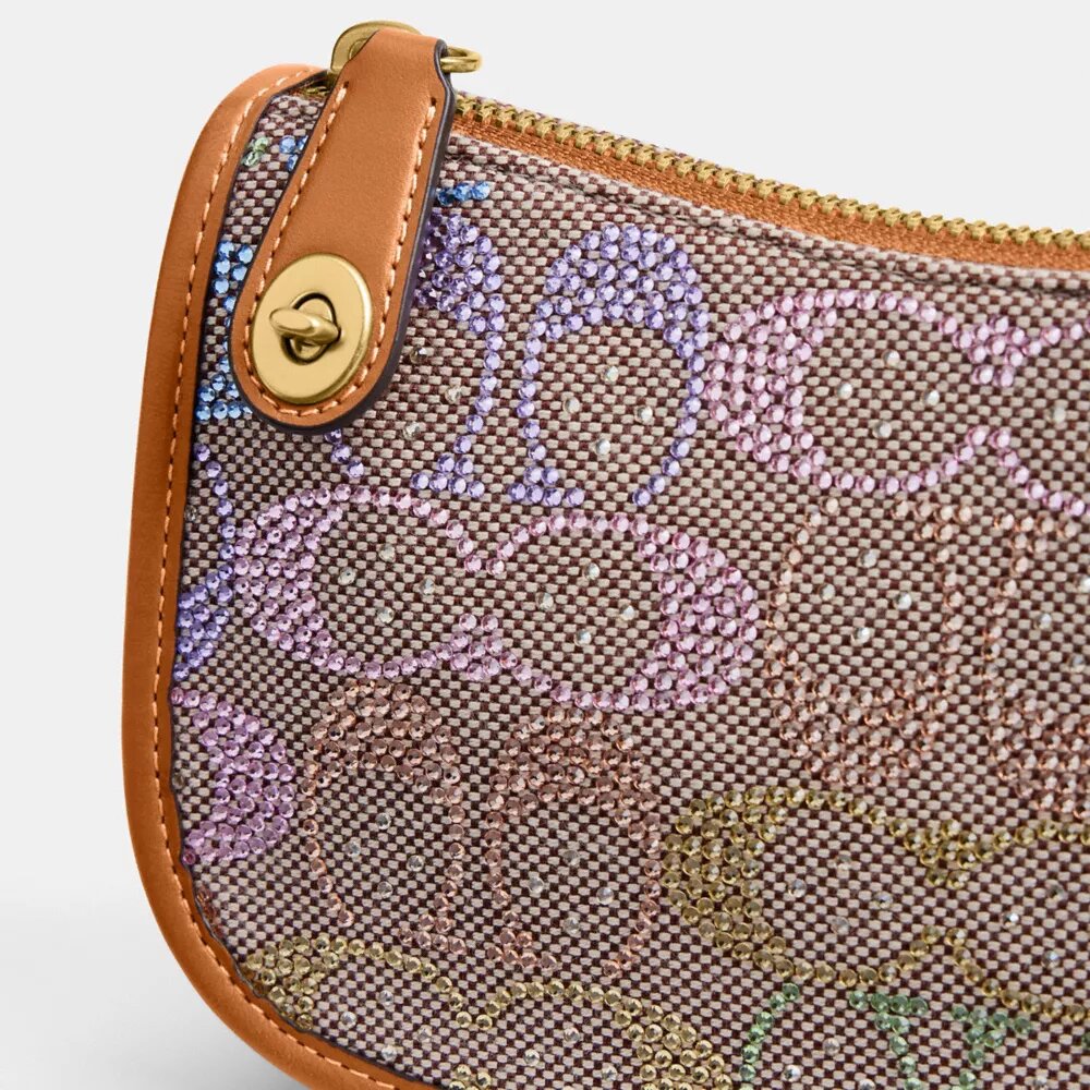 Genți Swinger 20 cu lanț din jacquard cu model Crystal Signature