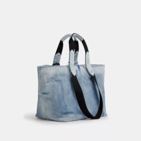 Genți Tote mică de turism din denim „Loved” cu pandantive