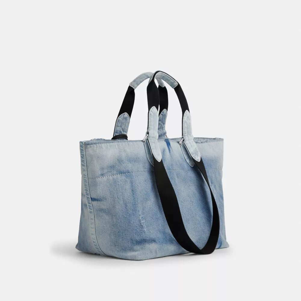 Genți Tote mică de turism din denim „Loved” cu pandantive