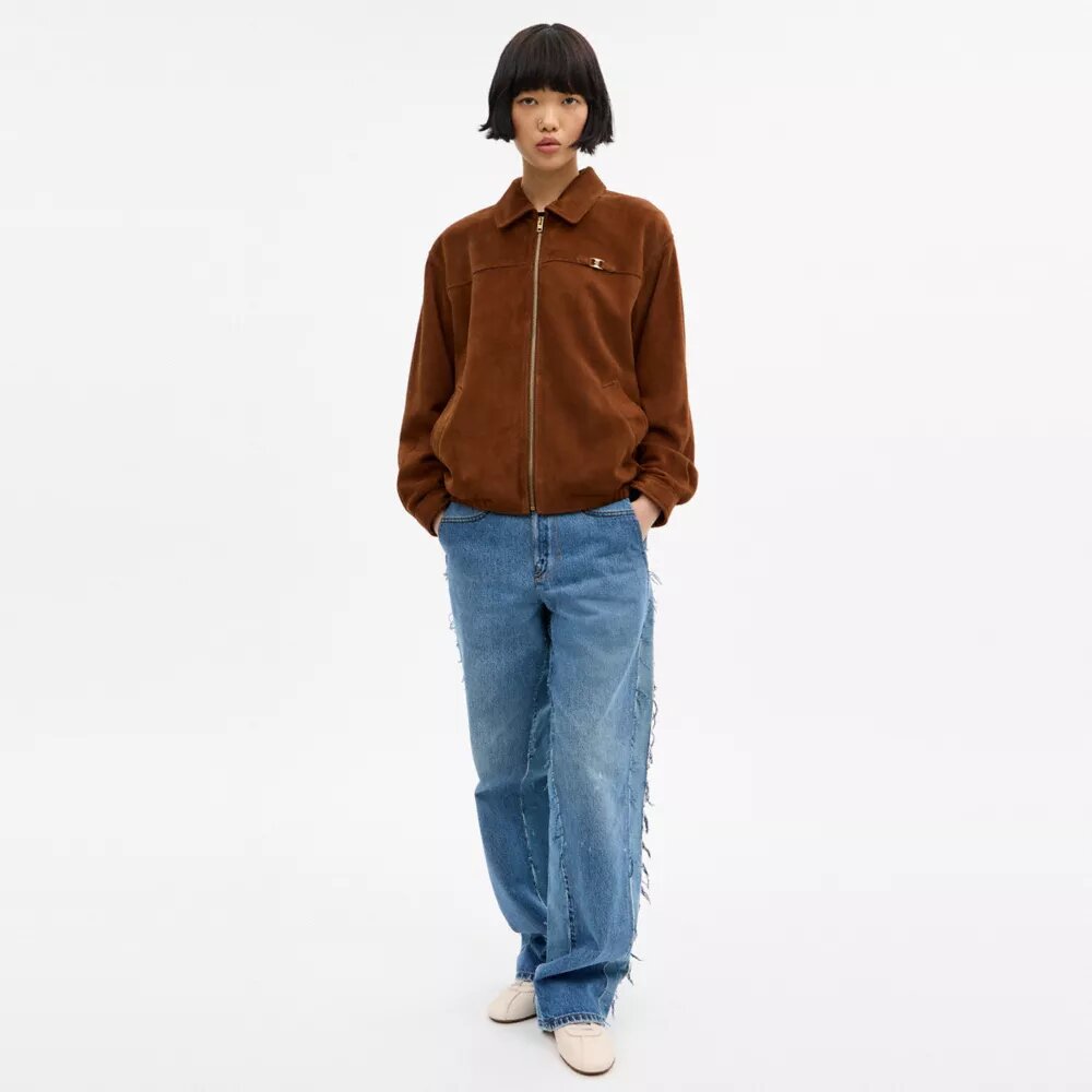 Jachetă bomber oversized din piele de căprioară Heritage C
