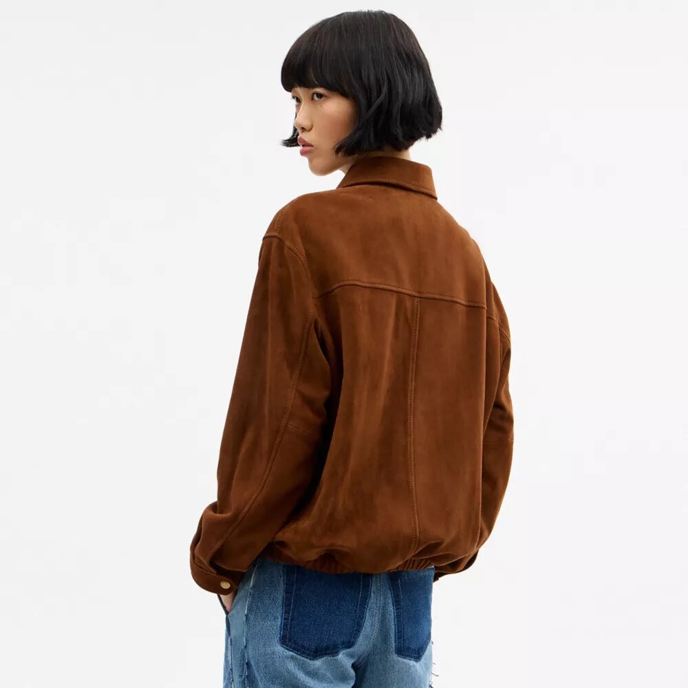 Jachetă bomber oversized din piele de căprioară Heritage C