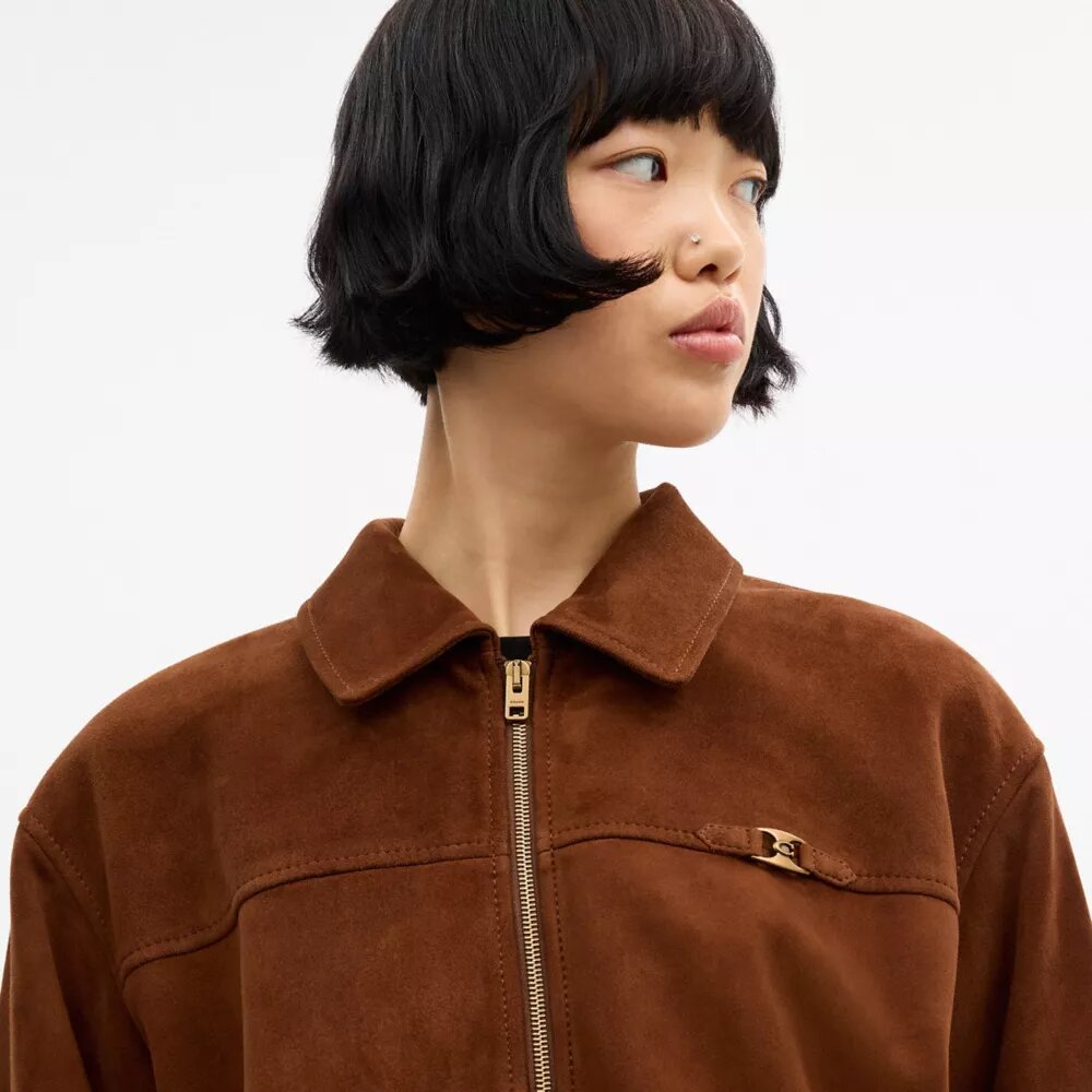 Jachetă bomber oversized din piele de căprioară Heritage C