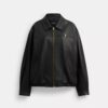 Jachetă de piele oversized cu emblemă Heritage C