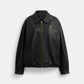 Jachetă de piele oversized cu emblemă Heritage C