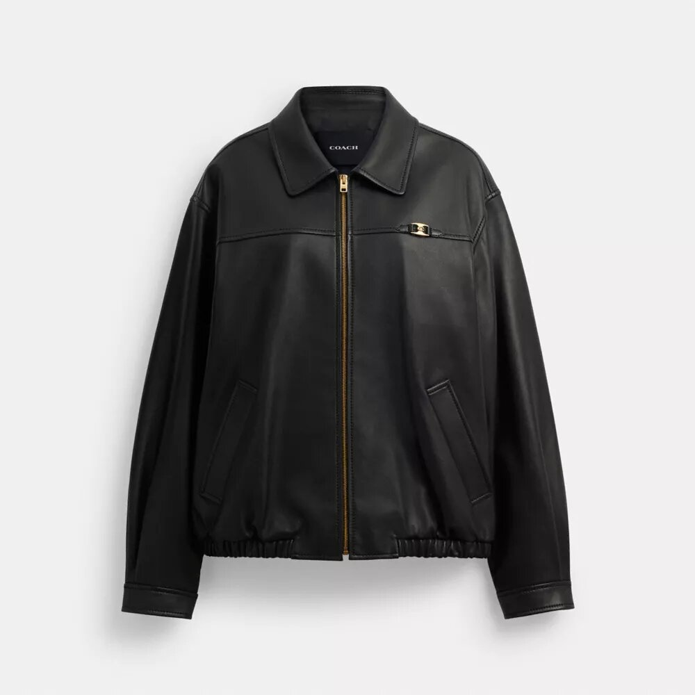 Jachetă de piele oversized cu emblemă Heritage C