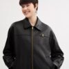Jachetă de piele oversized cu emblemă Heritage C