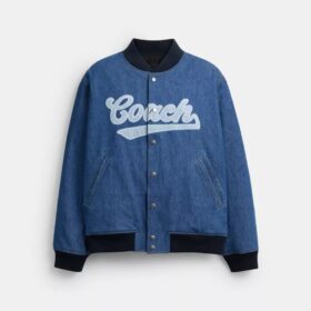 Jachetă din denim în stil universitar din bumbac organic