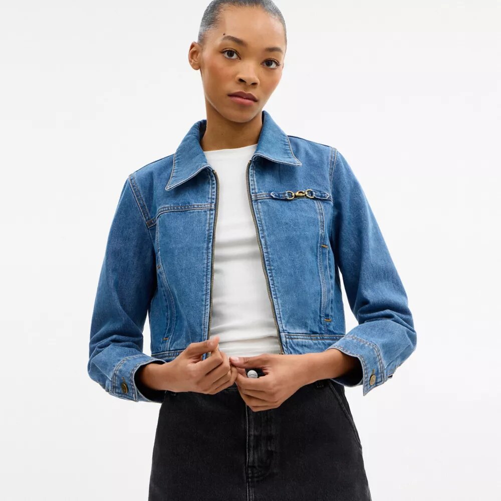 Jachetă din denim „Sculpted C” din bumbac organic