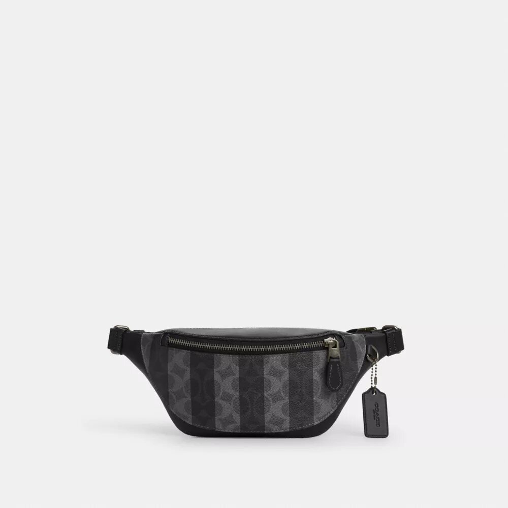 Mini-borsetă de centură Warren din Signature Canvas cu dungi