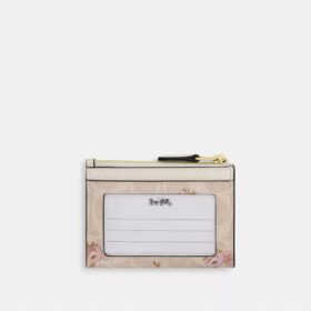 Mini husă subțire pentru actele de identitate din Signature Canvas cu imprimeu floral
