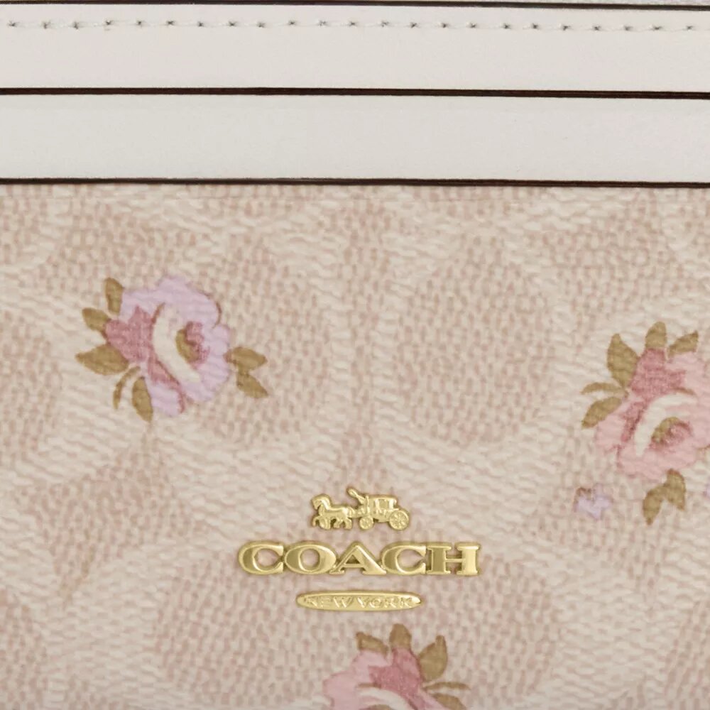 Mini husă subțire pentru actele de identitate din Signature Canvas cu imprimeu floral